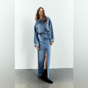 Zara Maxi Long Denim Jean Skirt- Small (see description)